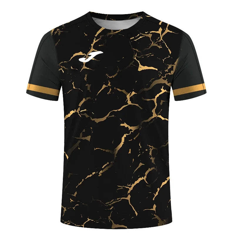JOMA Men'sSummer TennisTrainingT-Shirt with Stripes Print Design -